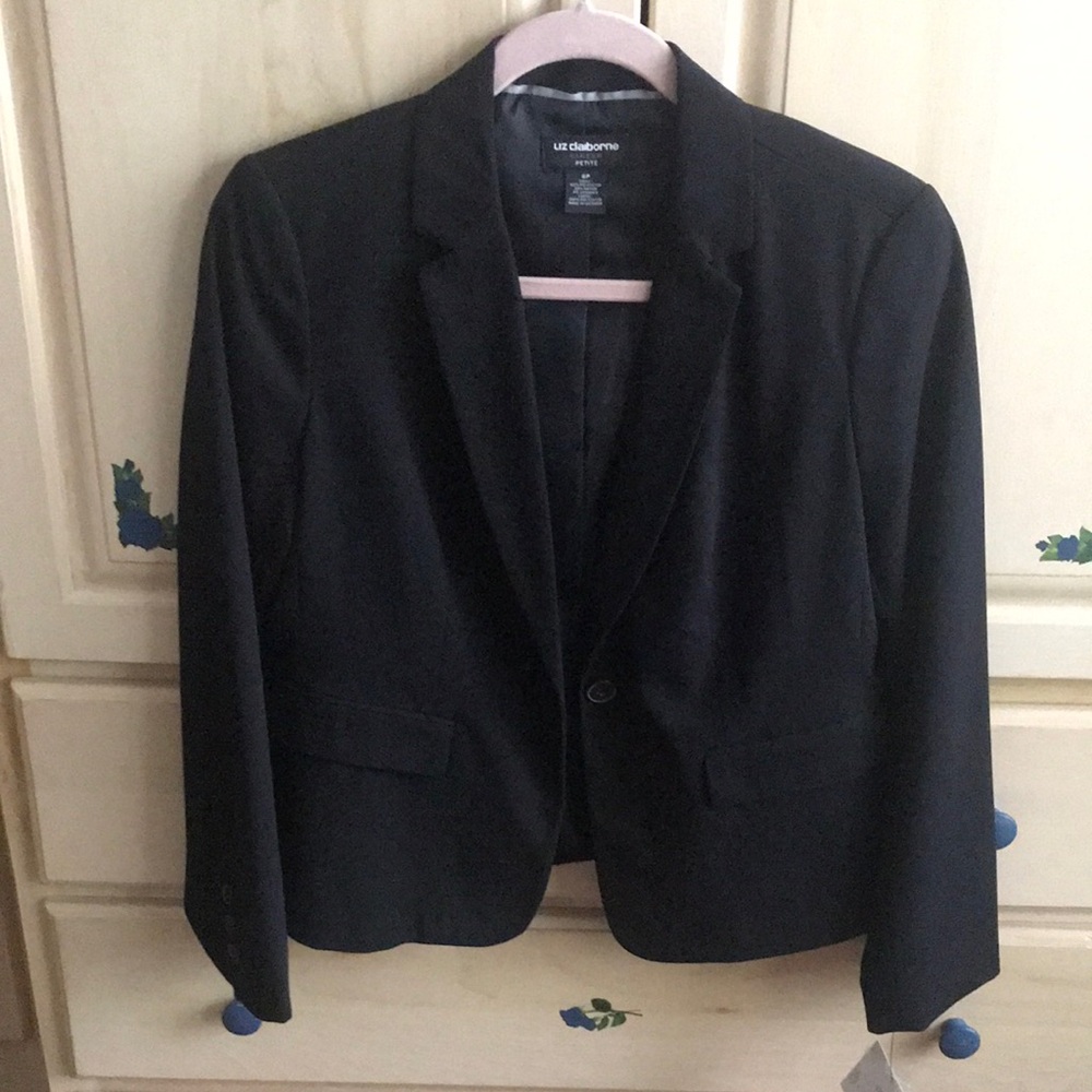 Liz Claiborne Black Women's Single-Button Notch Lapel Blazer